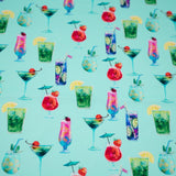 Drink Me Printed Nylon Spandex Fabric - Printed Blue Moon Design, 55/56" Width (1 Yard)