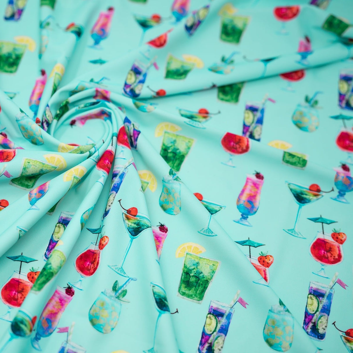Printed Spandex Drink Me Blue