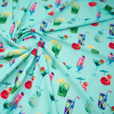 Drink Me Printed Nylon Spandex Fabric - Printed Blue Moon Design, 55/56" Width (1 Yard)