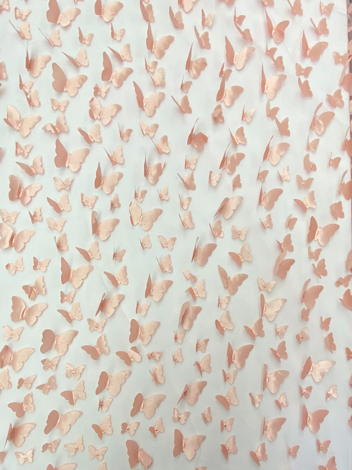 1 Yard Dusty Rose 3D Butterfly Mesh Fabric with Satin Appliqué on Lightweight Stretch Tulle 54 Inch Wide