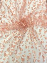1 Yard Dusty Rose 3D Butterfly Mesh Fabric with Satin Appliqué on Lightweight Stretch Tulle 54 Inch Wide