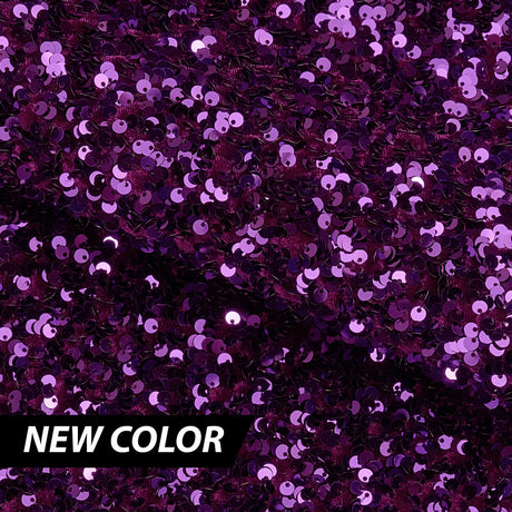 Duchess Stretch Velvet Sequin Polyester Spandex Fabric - Embroidered 3-D Sequins, 46/47" Width (1 Yard)
