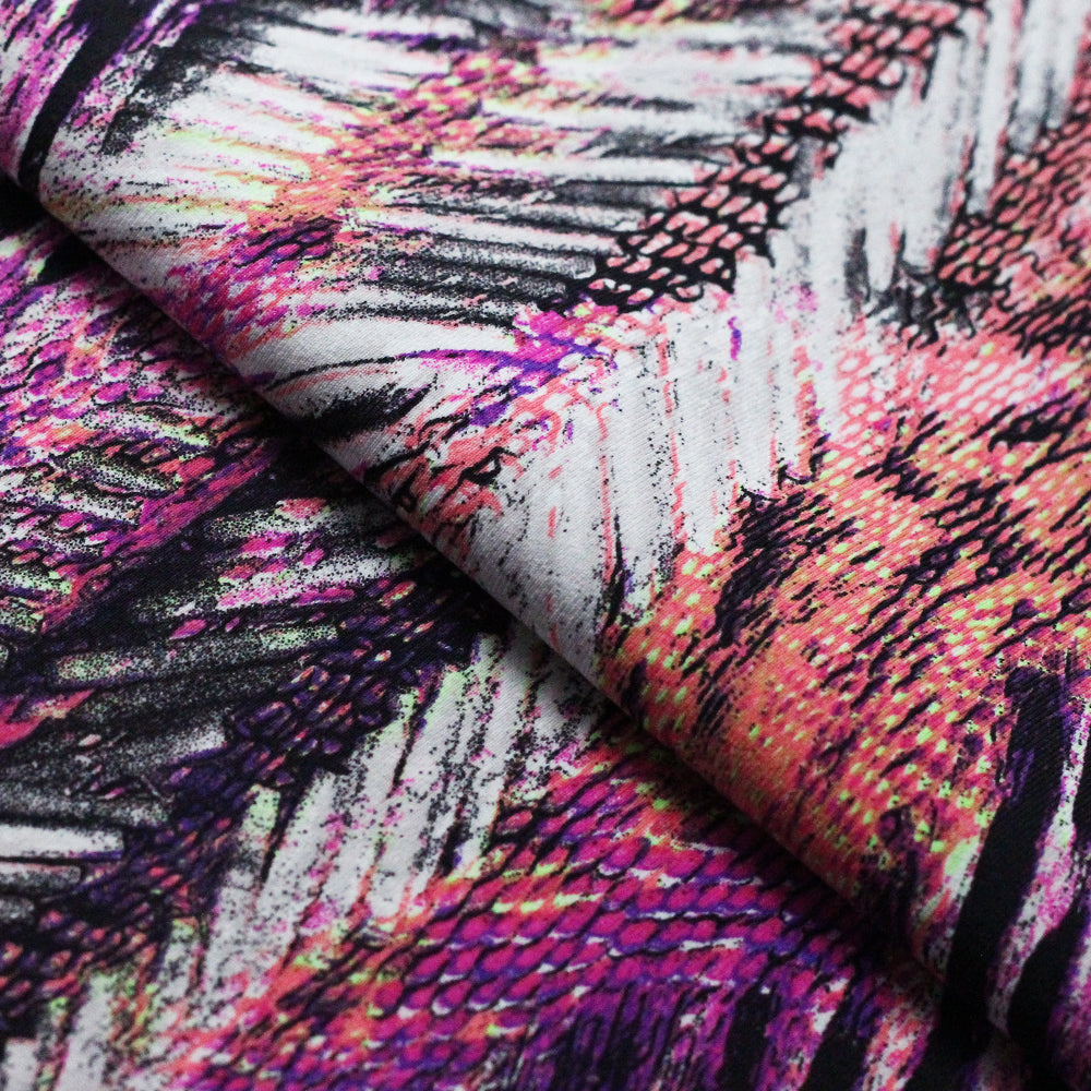 Plume Tropics Nylon Spandex Fabric - Dusk, Sage, Tropical Plume Print, 58-60" Width (1 Yard)