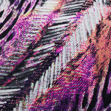 Plume Tropics Nylon Spandex Fabric - Dusk, Sage, Tropical Plume Print, 58-60" Width (1 Yard)