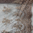 Dusty Rose Sequin Lace Fabric With Embroideries On Mesh - Dusty Rose Embroidered Lace, Mesh Fabric