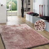 Pale Or Dusty Pink Polyester Shag Fabric - Solid Plush Fluffy Shine, Thick And Thin Yarns Design, 7'6" X 10'3", 5' X 7' (1 Unit)
