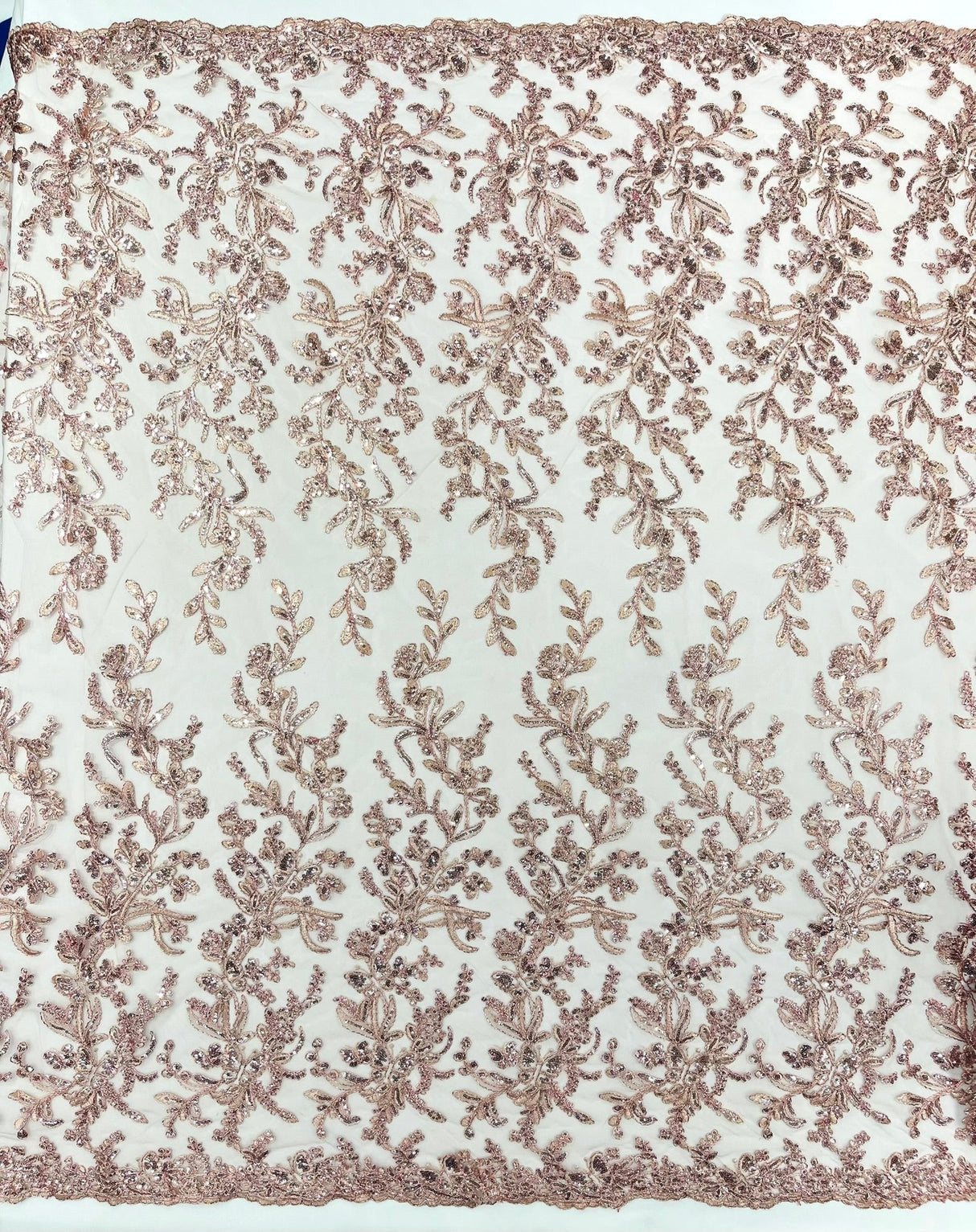 Butterfly Corded Lace Fabric - Butterfly Embroidery, Metallic Sequins, 54" Width (1 Yard)