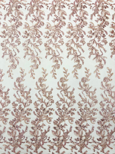 Butterfly Corded Lace Fabric - Butterfly Embroidery, Metallic Sequins, 54" Width (1 Yard)