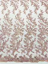Butterfly Corded Lace Fabric - Butterfly Embroidery, Metallic Sequins, 54" Width (1 Yard)