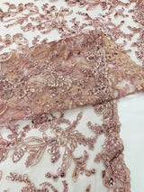Butterfly Corded Lace Fabric - Butterfly Embroidery, Metallic Sequins, 54" Width (1 Yard)