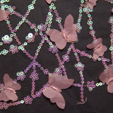 1 Yard Embroidered Tulle Lace Fabric with 3D Butterfly Appliqué 52? Wide Bridal