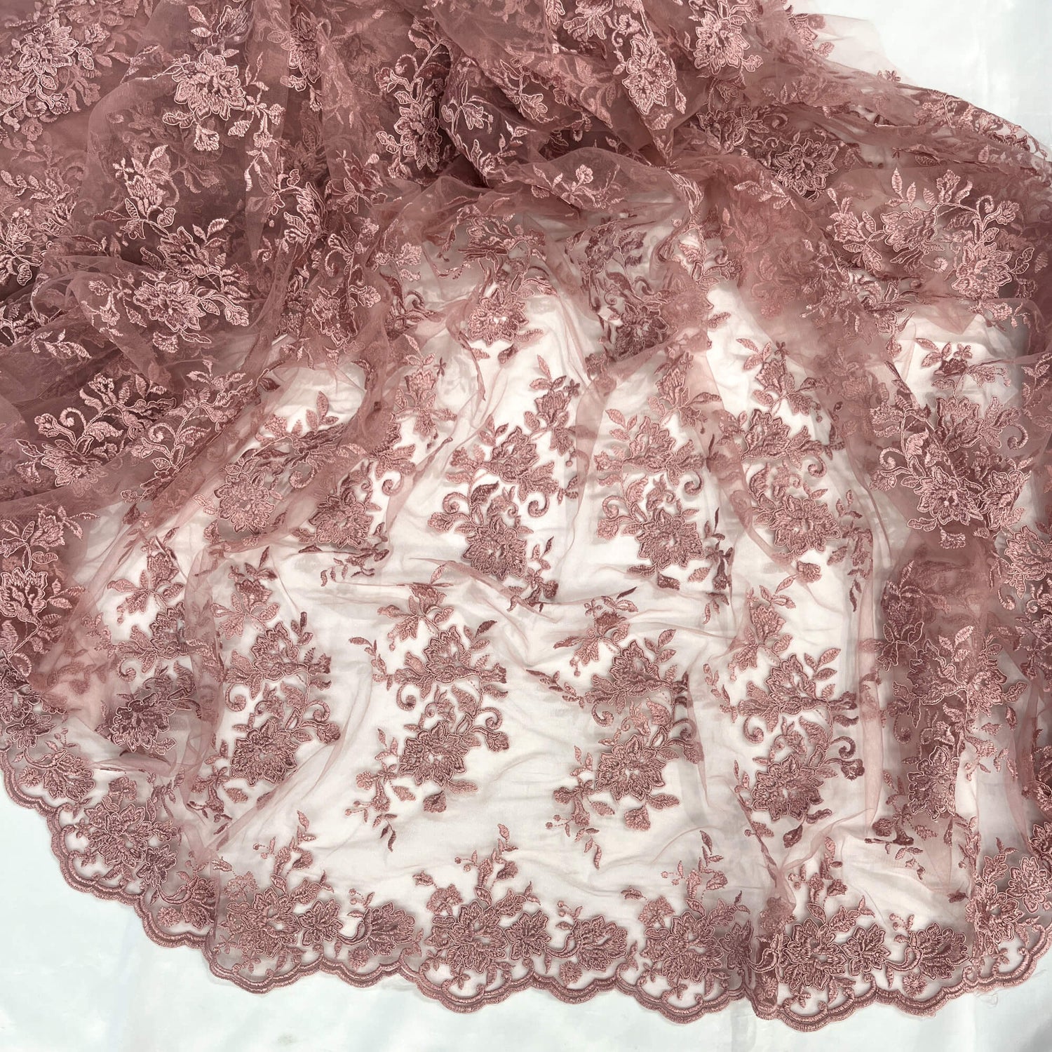 Corded Floral Lace Fabric Ivory