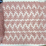 Corded Bridal Lace Fabric on Polyester Net Mesh