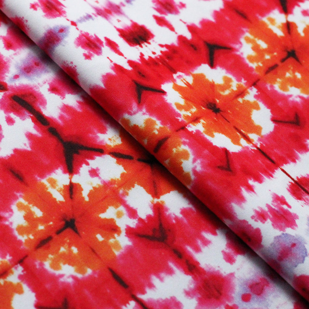 Dye Batik Polyester Spandex Fabric - Multicolor Tribal African Pattern, 58/60" Width (1 Yard)