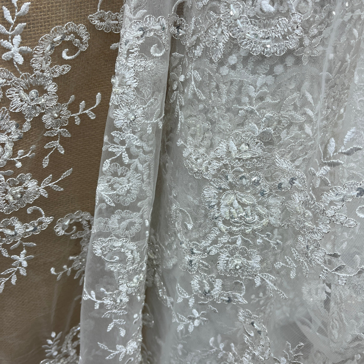 Beaded Corded Bridal Lace