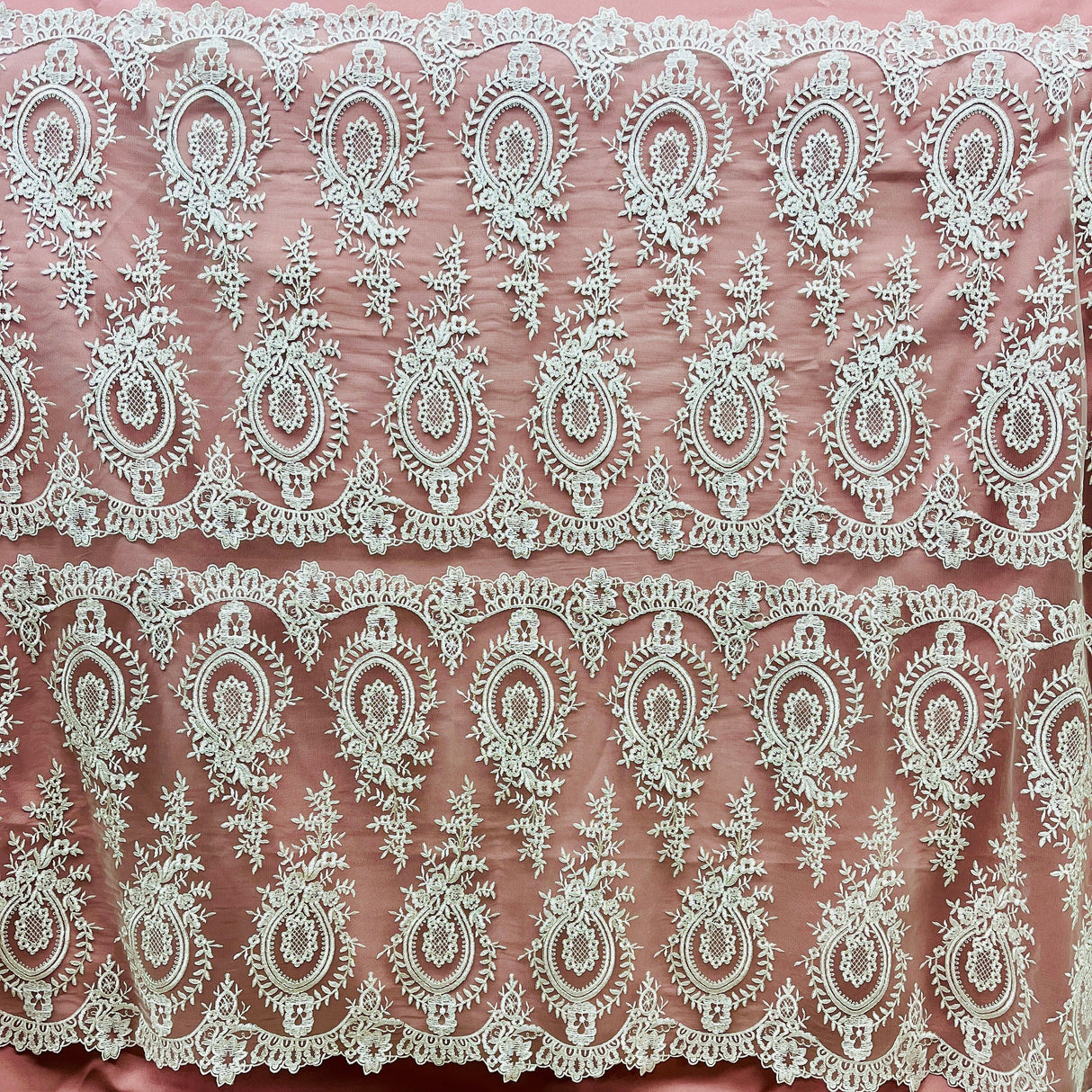Corded Bridal Lace Fabric 100% Polyester Net Mesh 48" Wide