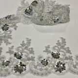 Beaded Corded Floral Lace Trim