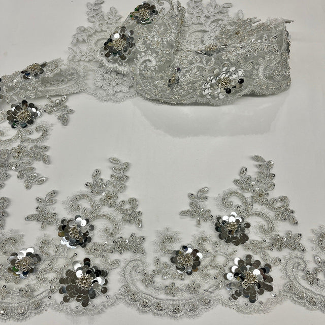 Beaded Corded Floral Lace Trim