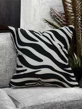Viva020 Velvet Fabric - White Abstract Black Zebra Design, 20" X 20" (1 Piece)