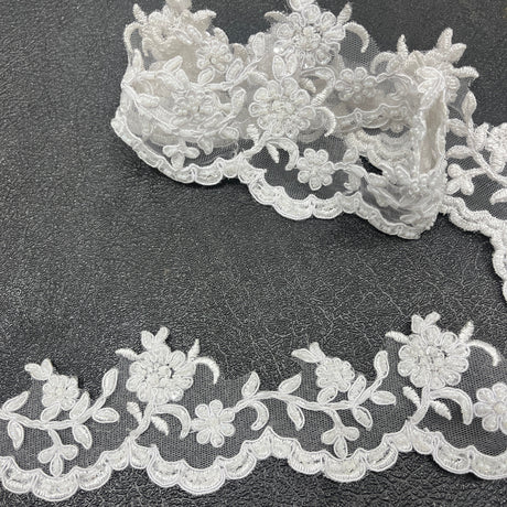Beaded Corded Lace Trim 2.75" Wide