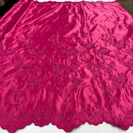 Beaded Bridal Lace Fabric on Polyester Satin 54"