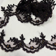 Beaded & Corded Lace Trimming Embroidered On 100% Polyester Net Mesh Fabric - Beaded, Corded, 3" Wide (1 Yard)
