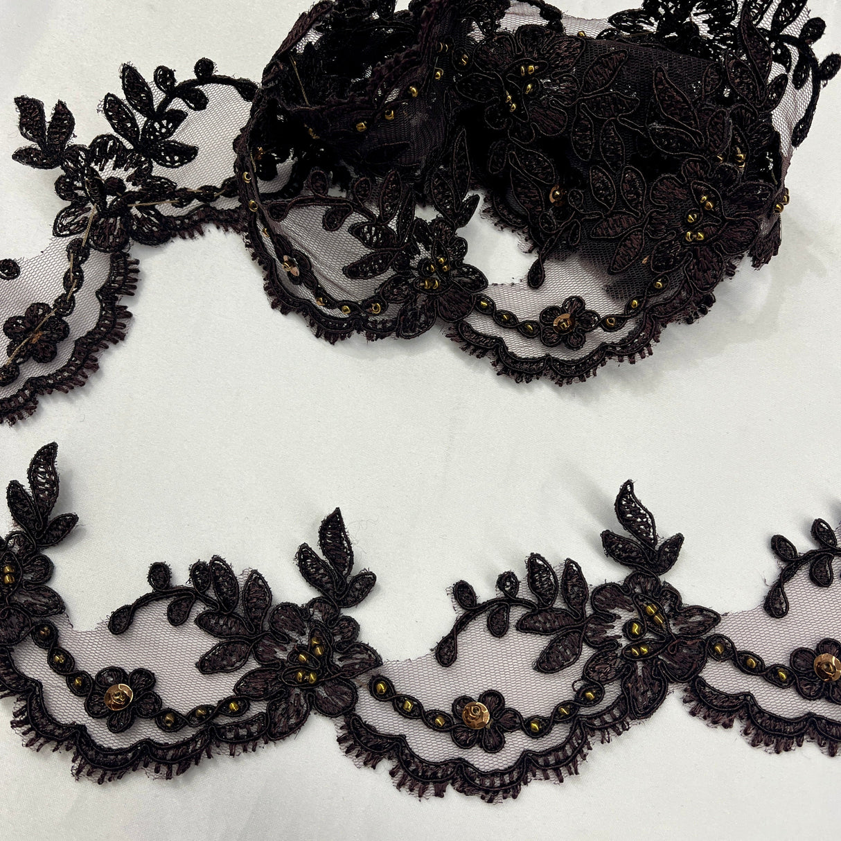 Beaded Corded Lace Trim