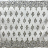 1 Yard - Beaded 3D Floral Lace Fabric Embroidered on 100% Polyester Net Mesh - 52" Wide