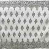 1 Yard Beaded 3D Floral Lace Fabric Embroidered on Polyester Net Mesh 52 inch Width
