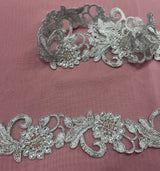 Beaded Corded Lace Trim Organza