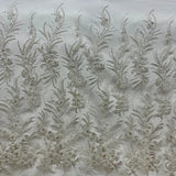 Beaded Lace Fabric Embroidered On 100 Percent Polyester Net Mesh - Lt. Blue, Ice Blue, Champagne, Nude, 50" Width (1 Yard)
