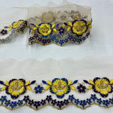 Polyester Lace Trimming Colorful Floral Embroidered 2.5" Wide
