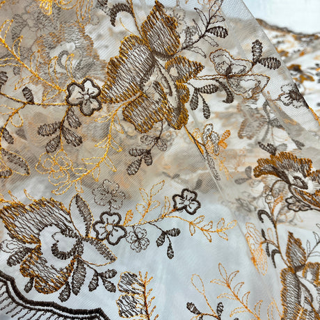 Embroidered Lace Fabric 100% Polyester Net Mesh 51"