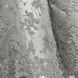 1 Yard - Corded Bridal Lace Fabric Embroidered on 100% Polyester Net Mesh - 53" Wide
