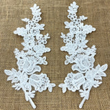 Beaded Floral Lace Applique on Polyester Mesh