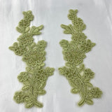 1 Pair Beaded & Corded Floral Lace Applique 10" x 2" Each Side
