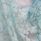 1 Yard 52" Wide Beaded 3D Floral Lace Fabric Embroidered on 100% Polyester Net Mesh