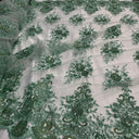 Beaded Lace Fabric on Polyester Net Mesh 50"