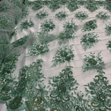 Beaded Lace Fabric on Polyester Net Mesh 50"