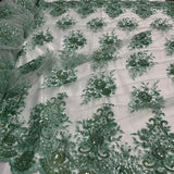 1 Yard Beaded Lace Fabric Embroidered 100 Percent Polyester Net Mesh 50 inch Width