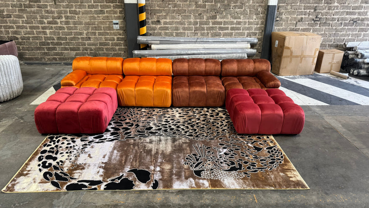 Luxury Soft-Touch Polyester Fabric - Bronze, Metallic Copper And Black Cheetah Print, 5' 3" X 7' 6", 7' 9" X 10' 5", 10' X 13' (1 Unit)