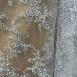 Embroidered Bridal Lace Ivory Silver