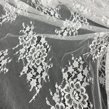 Embroidered Lace Fabric with Eyelash Scallop