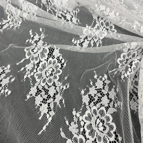 Embroidered Lace Fabric with Eyelash Scallop
