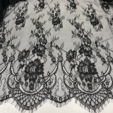 3 Yards Chantilly Embroidered Lace Fabric with Eyelash Scallop
