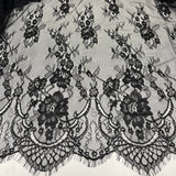 Embroidered Chantilly Lace Fabric with Eyelash Scallop