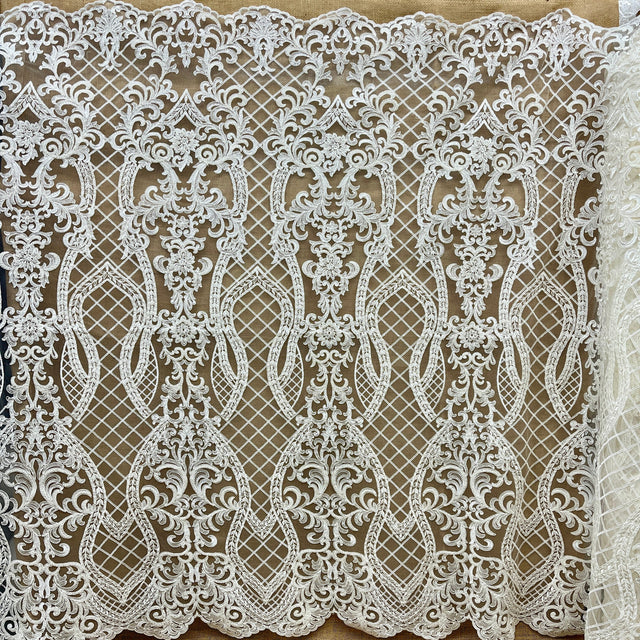 Beaded Corded Bridal Lace Dark Ivory