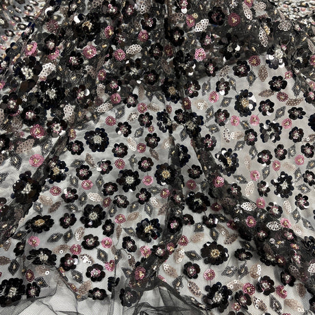Beaded Sequined Lace Fabric