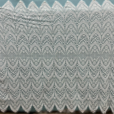 Embroidered Chantilly Lace Fabric with Eyelash Scallop