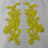 1 Pair Beaded & Corded Floral Lace Applique 9" x 2.5" Each Side